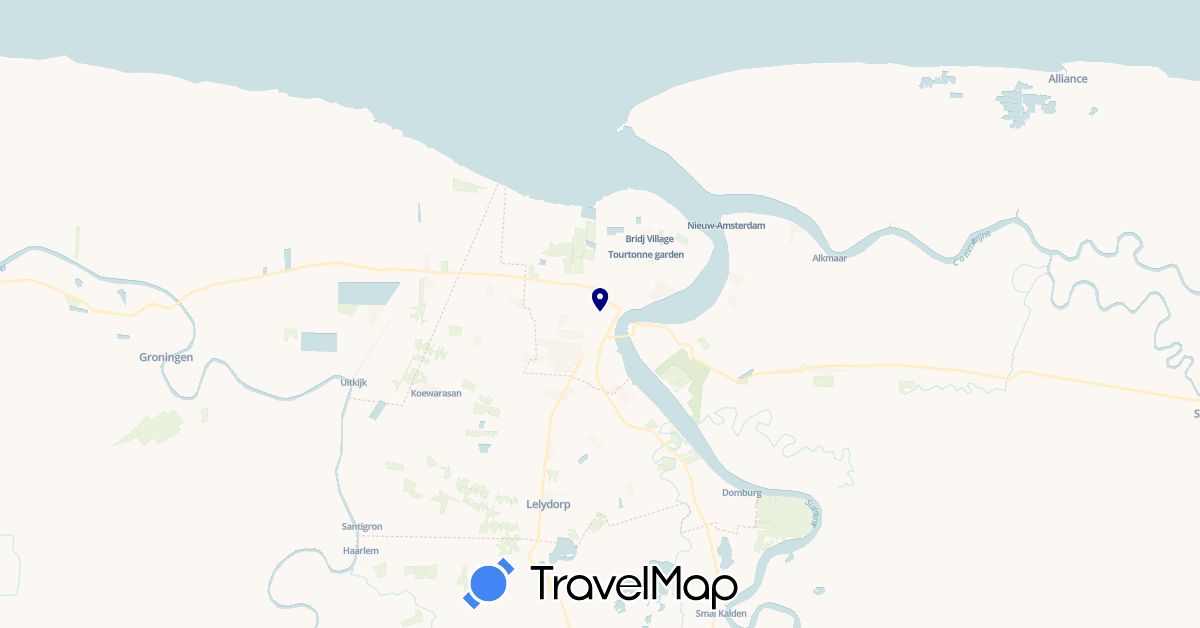TravelMap itinerary: driving in Suriname (South America)
